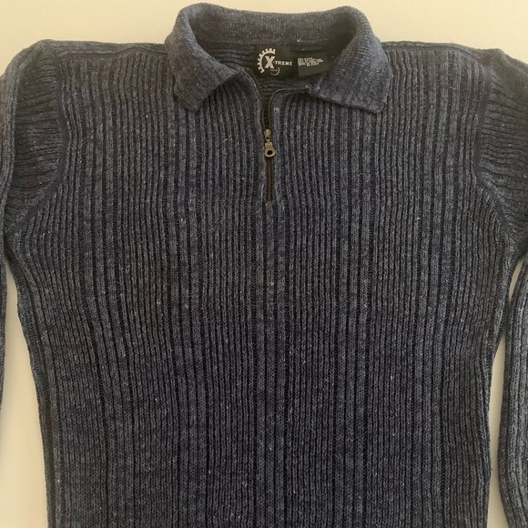 EUC X-treme Gear Vintage 1/4 Zip Blue Sweater Size Medium - Picture 3 of 14